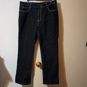 EUC ~DG2 Black Stretch Denim Jeans w/ Bold White Top Stitching Detail (Size: 14)